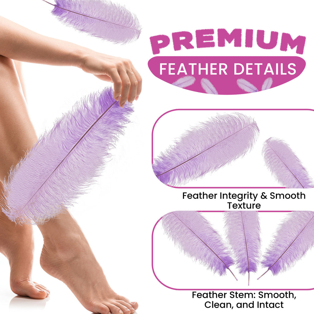 50-60cm Loose Ostrich Feathers, 5pcs - Lilac