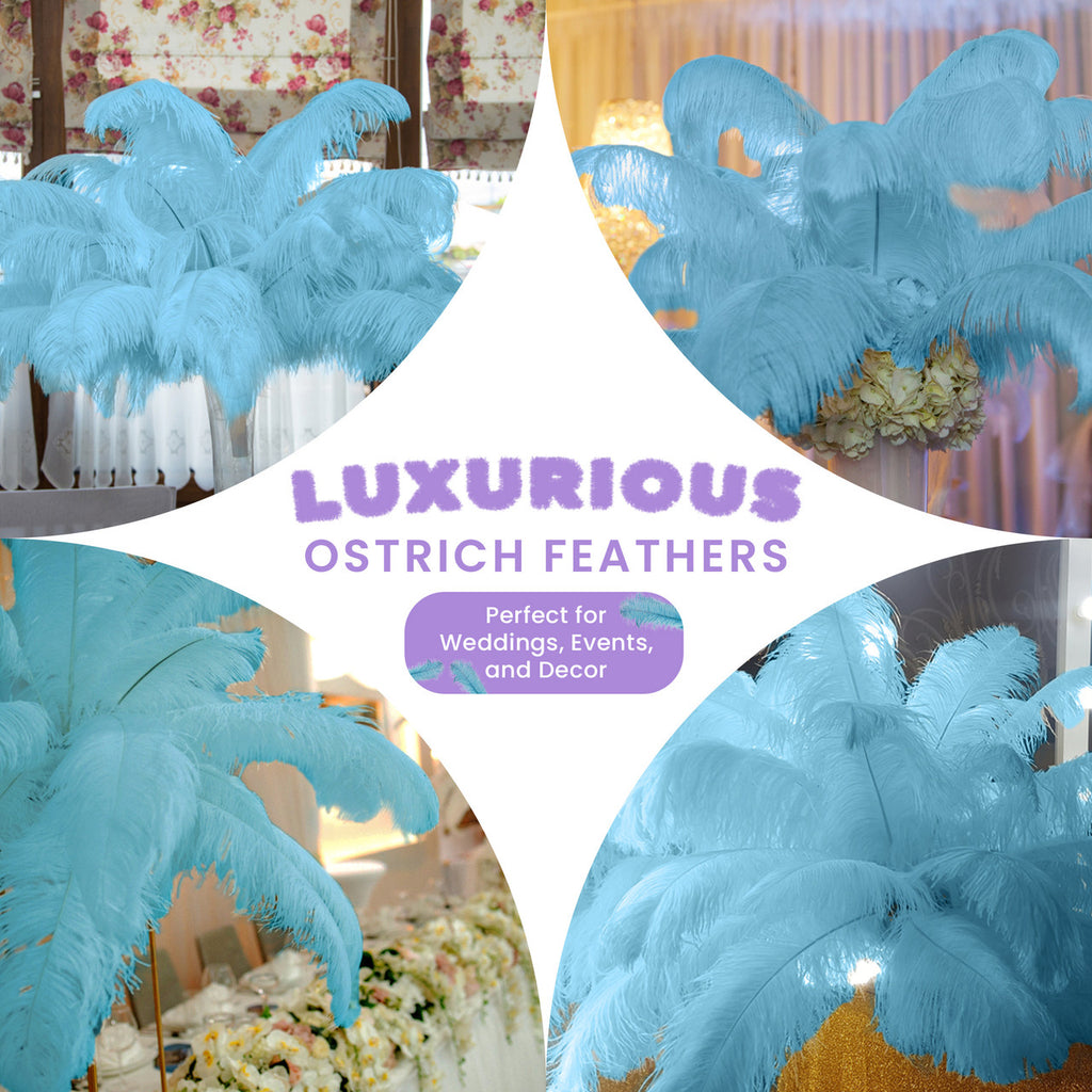 50-60cm Loose Ostrich Feathers, 5pcs - Turquoise