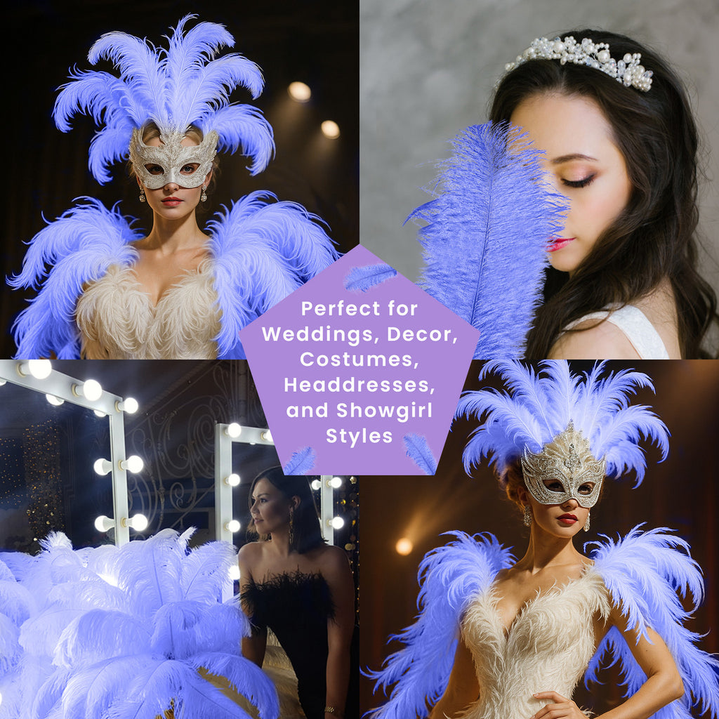 50-60cm Loose Ostrich Feathers, 5pcs - Royal Blue