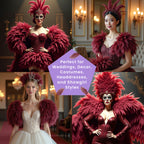 50-60cm Loose Ostrich Feathers, 5pcs - Burgundy
