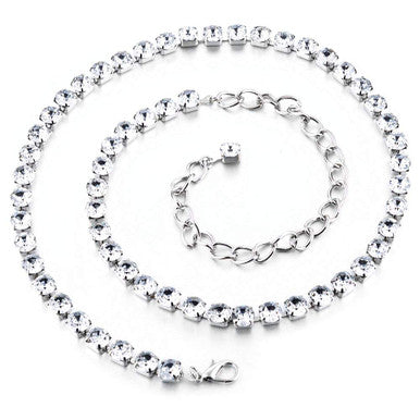 Diamante Silver Chain Belt -1 Row - 8mm