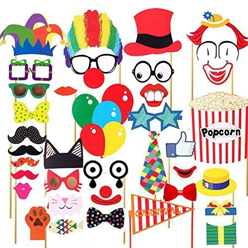 Circus Themed Photo Booth Cardboard Party Props - 36pc
