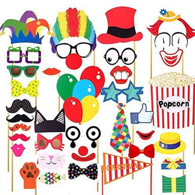 Circus Themed Photo Booth Cardboard Party Props - 36pc