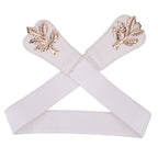 4cm Wide Belt - Tree Leaves Pattern - White