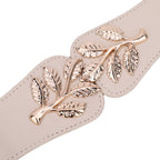 4cm Wide Belt - Tree Leaves Pattern - Ivory
