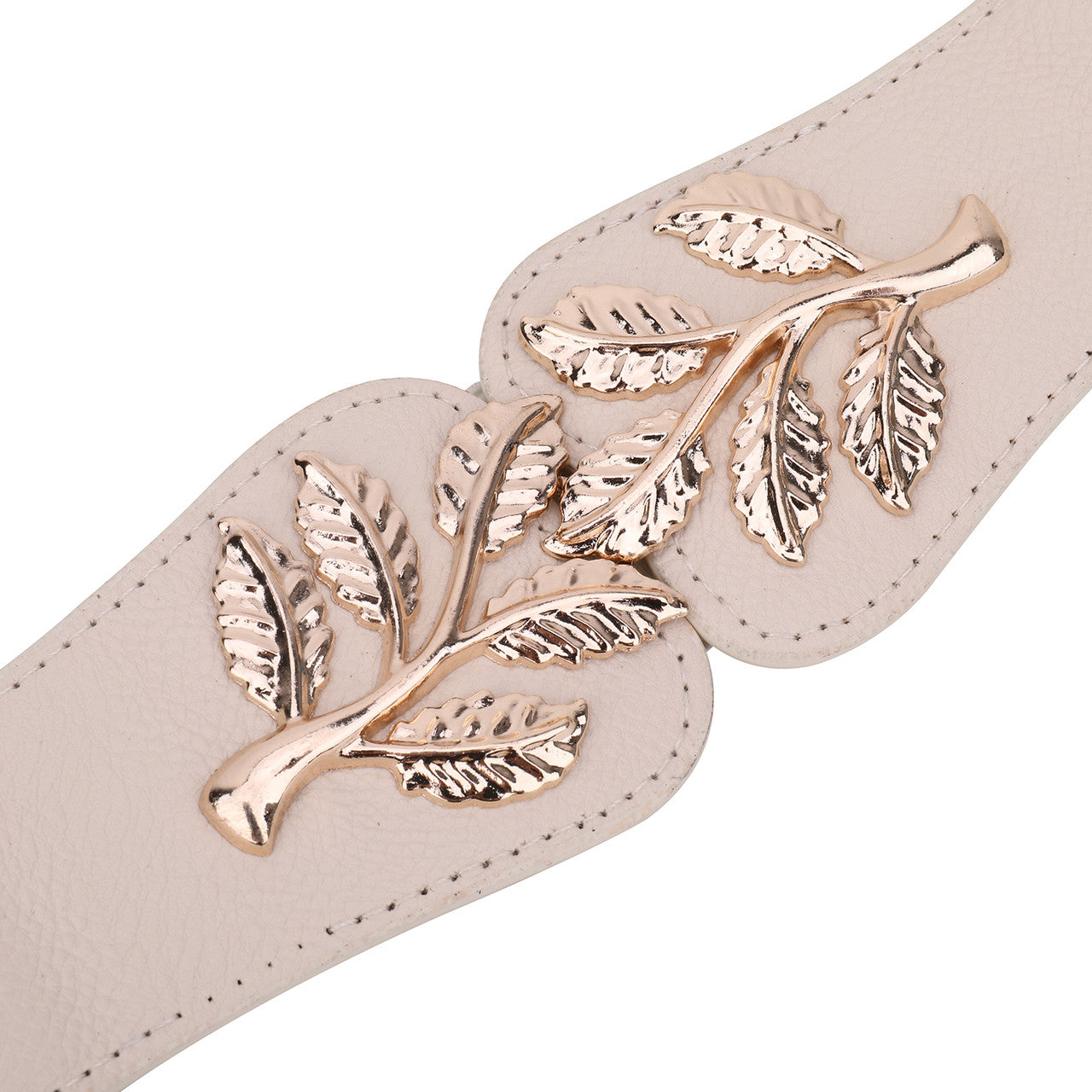 4cm Wide Belt - Tree Leaves Pattern - Ivory