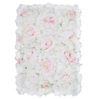 Hydrangea Artificial Flower Wall Panel 60cm x 40cm - White, Green, Pink & Velvet Rose