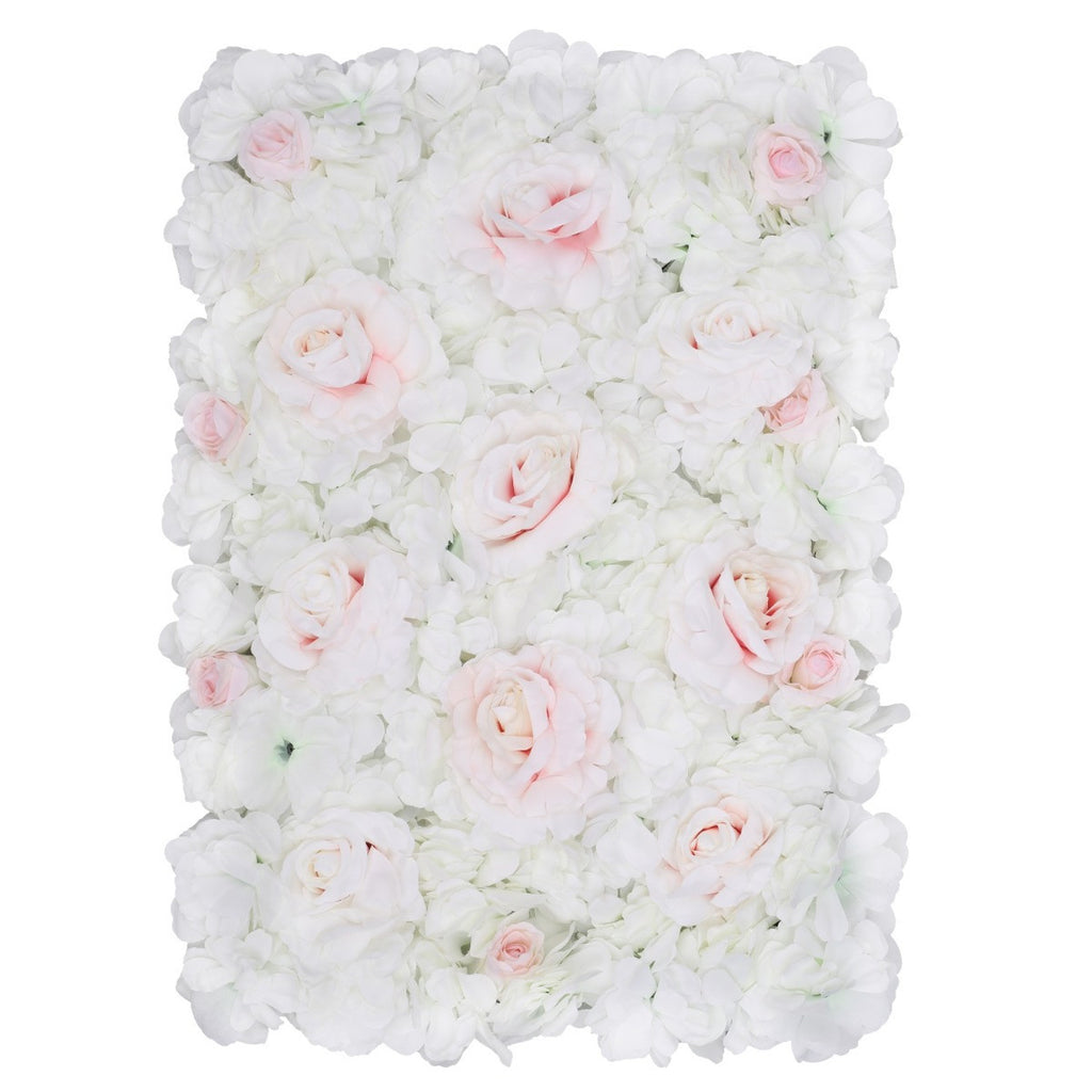 Hydrangea Artificial Flower Wall Panel 60cm x 40cm - White, Green, Pink & Velvet Rose x 12