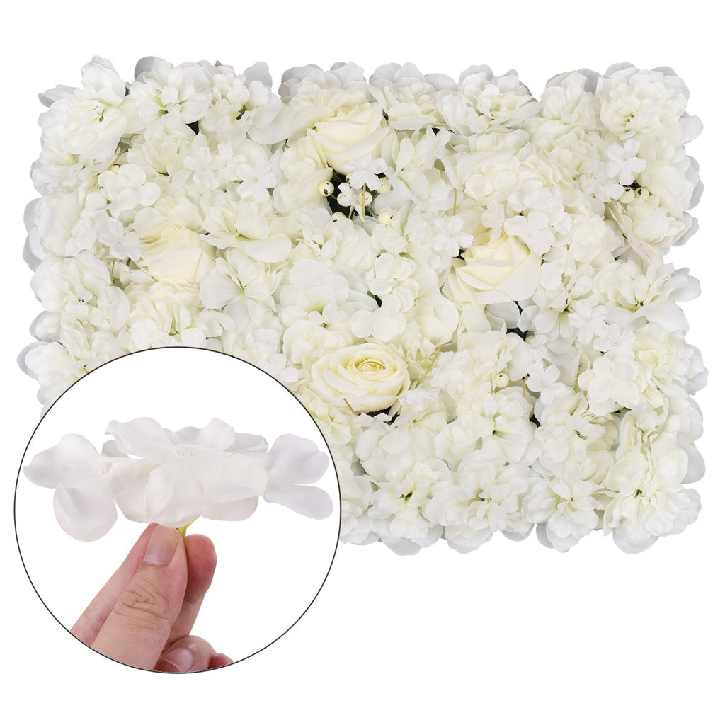 Hydrangea Artificial Flower Wall Panel 60cm x 40cm - Ivory with Berries
