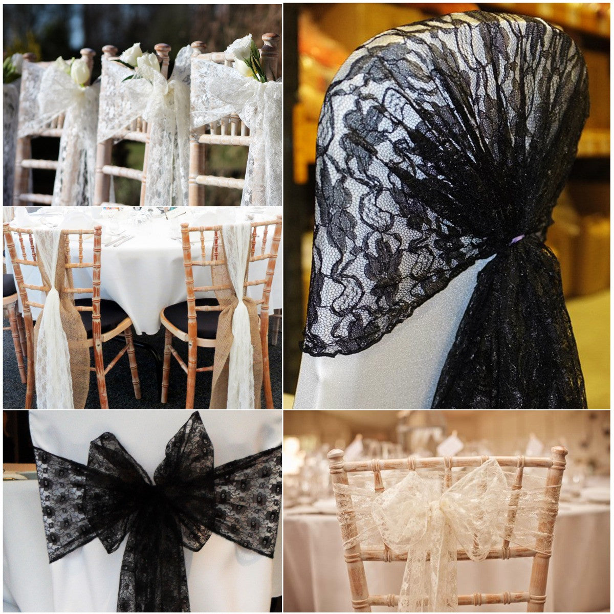 7" x 108" Vintage Lace Chair Sash - Ivory