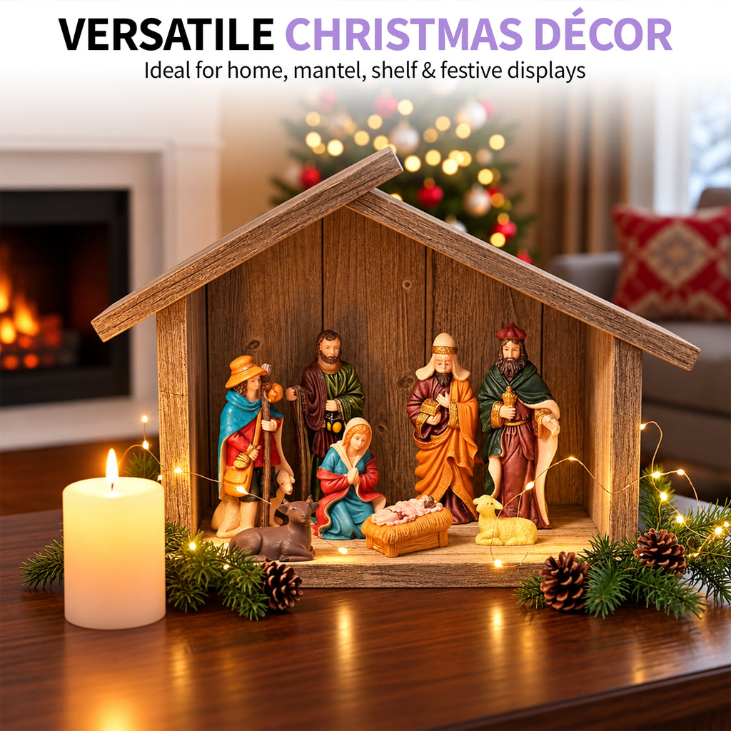 Set of 10 Resin Nativity Figures