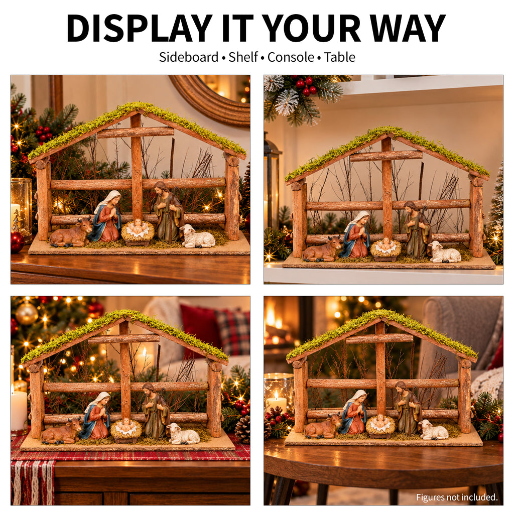 Wood Nativity Stable - Large