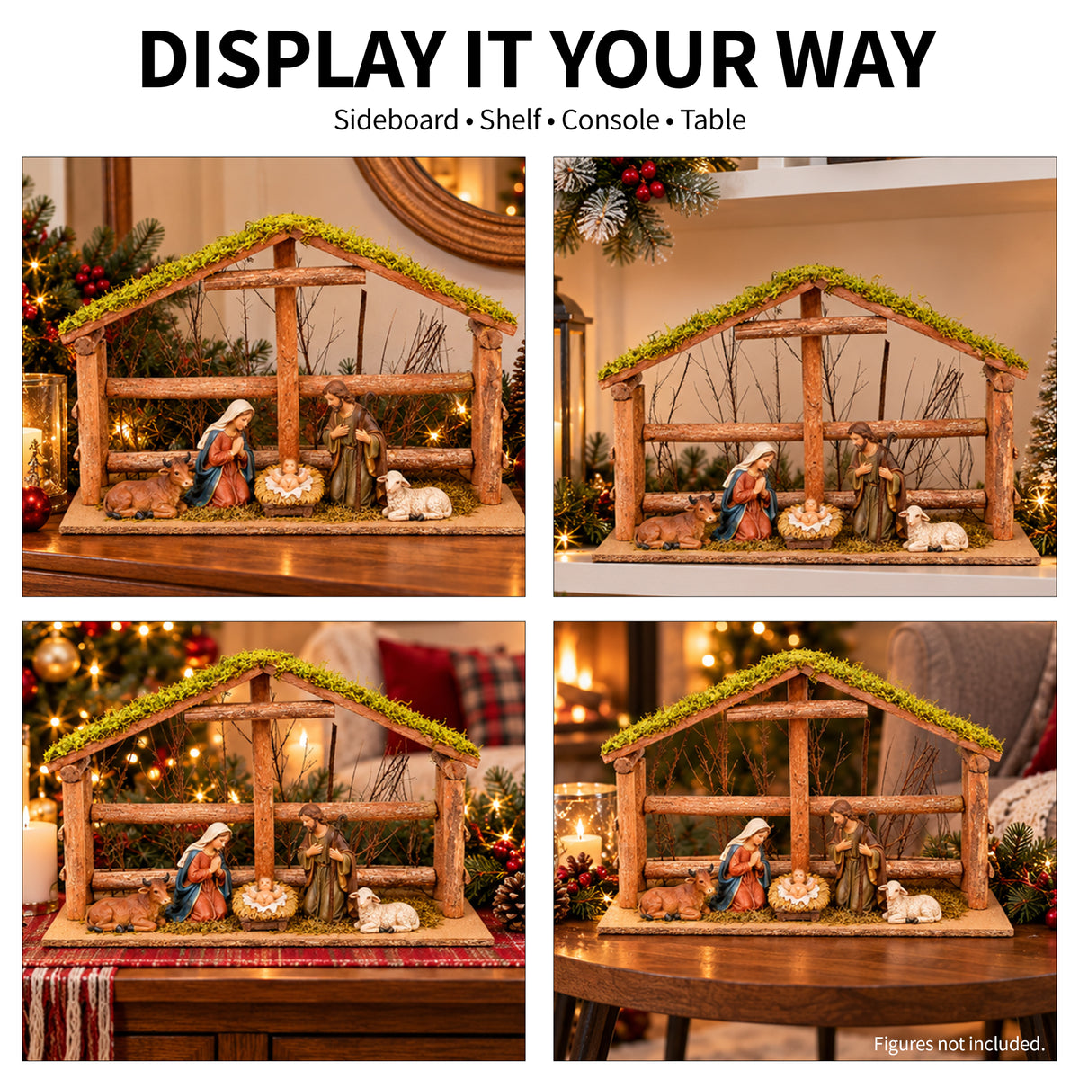 Wood Nativity Stable - Large