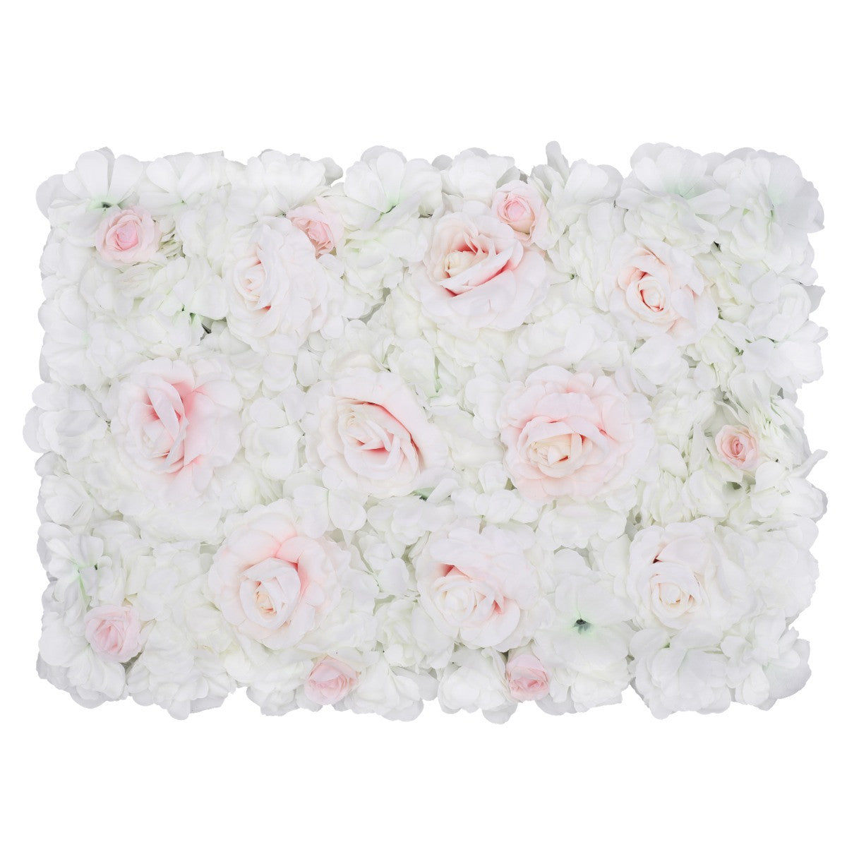 Hydrangea Artificial Flower Wall Panel 60cm x 40cm - White, Green, Pink & Velvet Rose