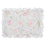 Hydrangea Artificial Flower Wall Panel 60cm x 40cm - White, Green, Pink & Velvet Rose