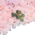Hydrangea Artificial Flower Wall Panel 60cm x 40cm - Baby Pink with Leaves