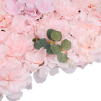 Hydrangea Artificial Flower Wall Panel 60cm x 40cm - Baby Pink with Leaves x 12
