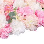 Hydrangea Artificial Flower Wall Panel 60cm x 40cm - Pink & Peach with Leaves x 12