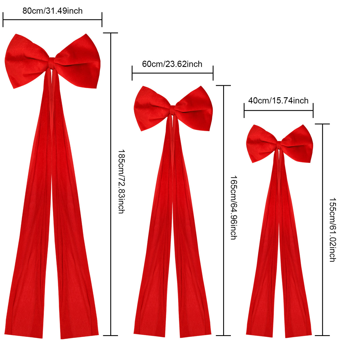 Velvet Christmas Tree Bow, Decorative Ribbon with Long Tail
