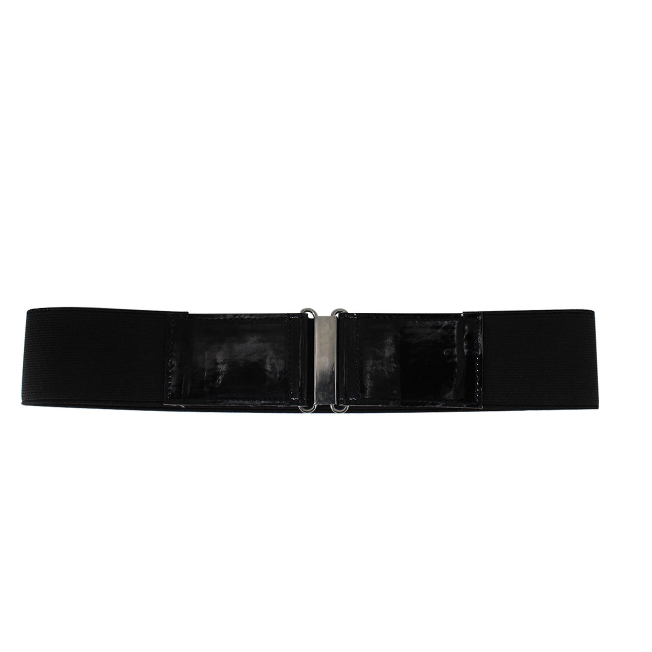 Black Elasticated Belt with Silver Buckle