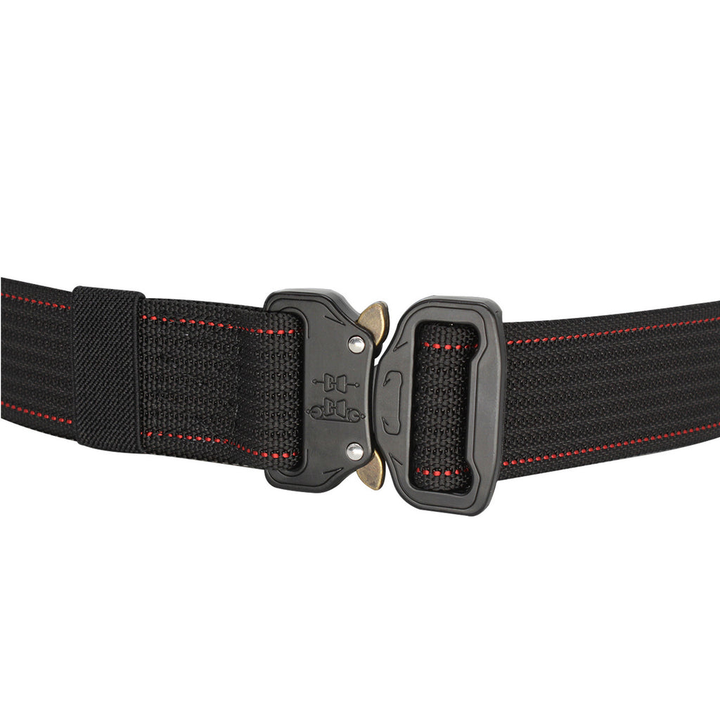 Heavy Duty Black Webbing Belt with Red Stitch