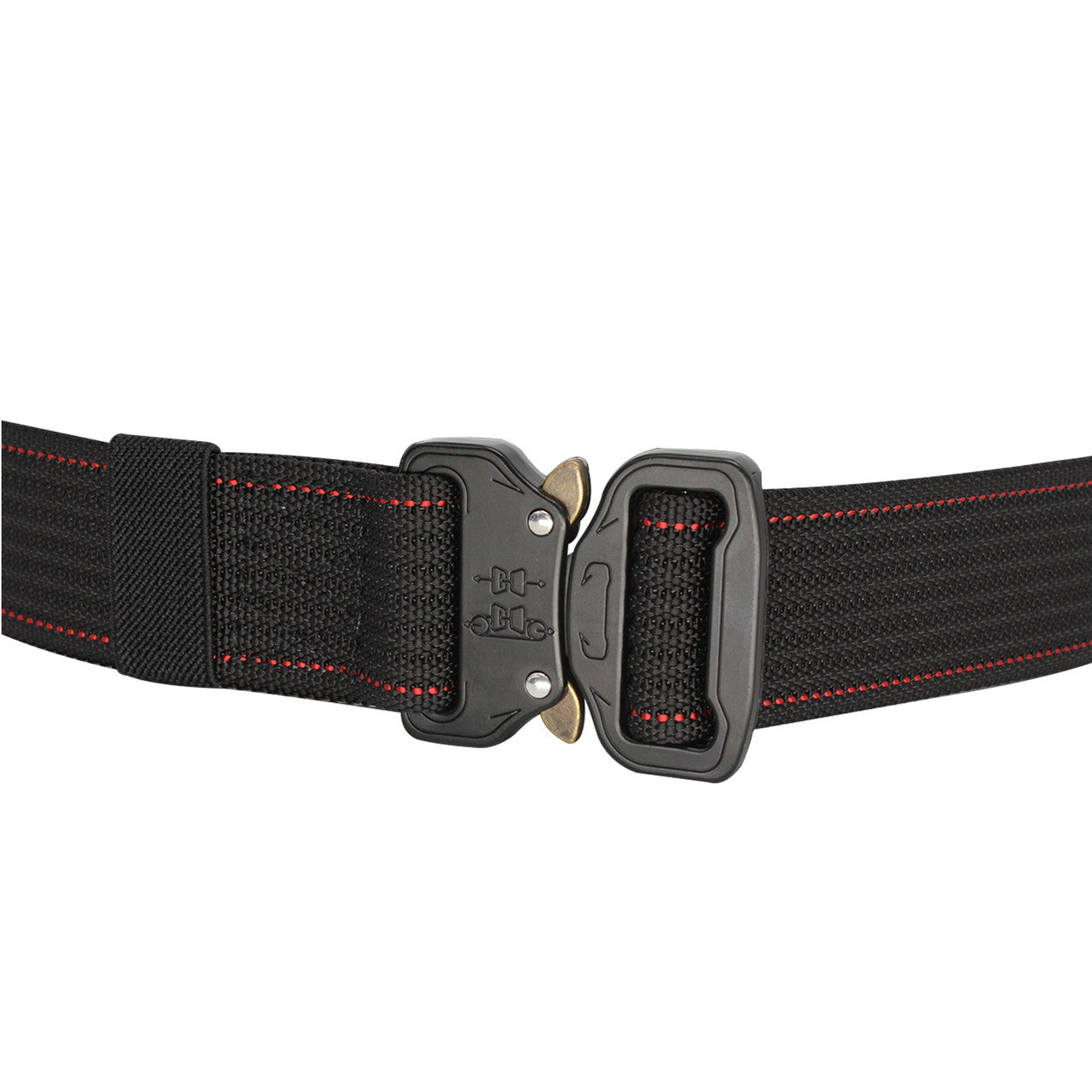 Heavy Duty Black Webbing Belt with Red Stitch