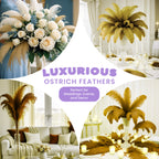 35-40cm Loose Ostrich Feathers, 5pcs - Gold
