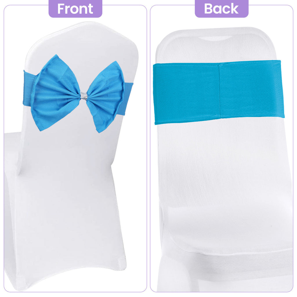 Spandex Chair Band with Large Bow - Turquoise