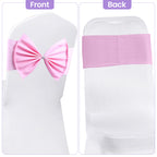 Spandex Chair Band with Large Bow - Pink