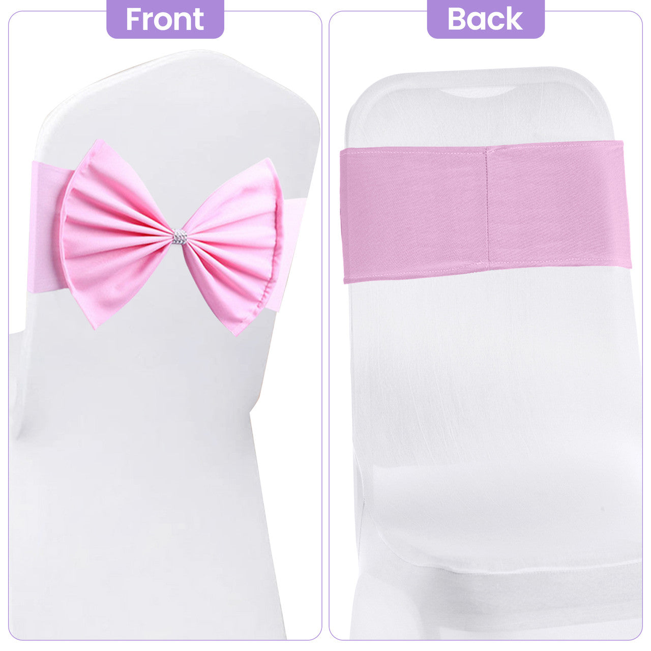 Spandex Chair Band with Large Bow - Pink