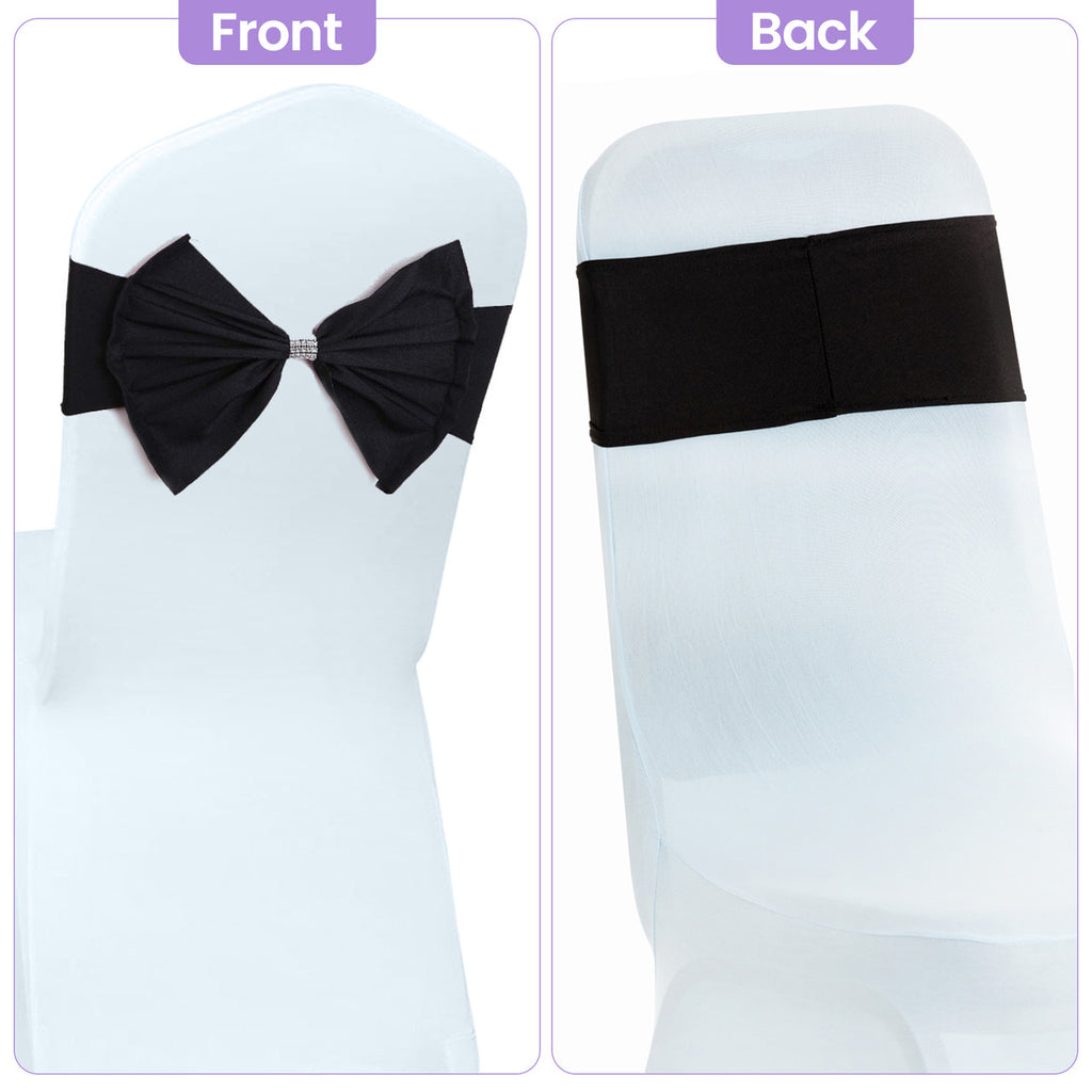 Spandex Chair Band with Large Bow - Black