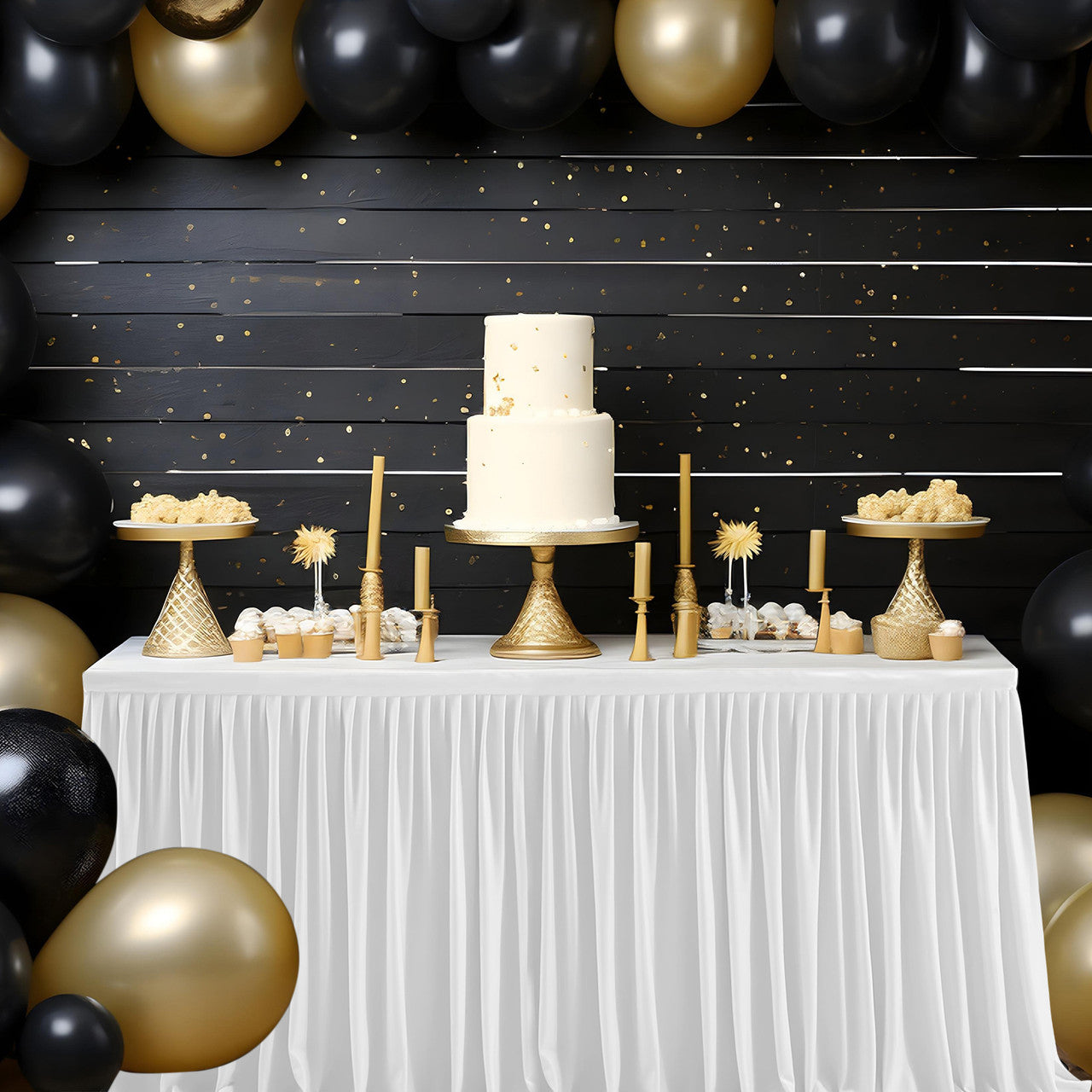 Polyester Table Skirt - White