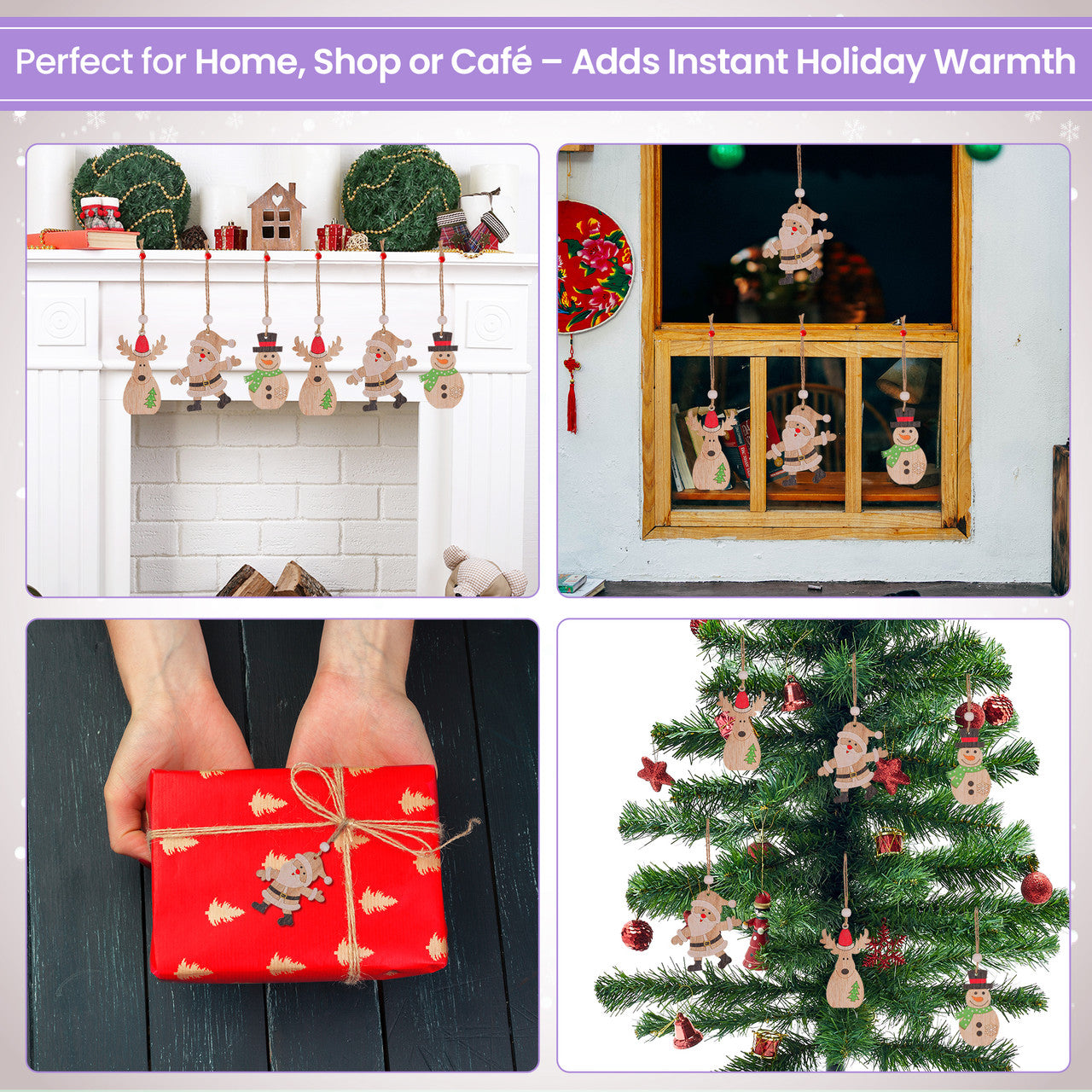 Wooden Nordic Christmas Ornaments – 9pc Set