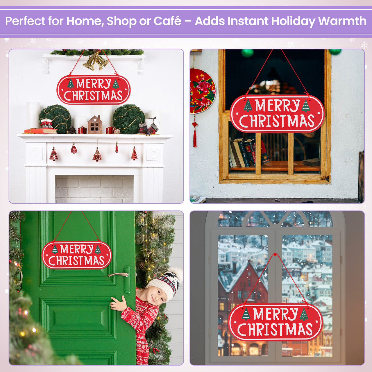 Merry Christmas Wooden Hanging Sign – Pine