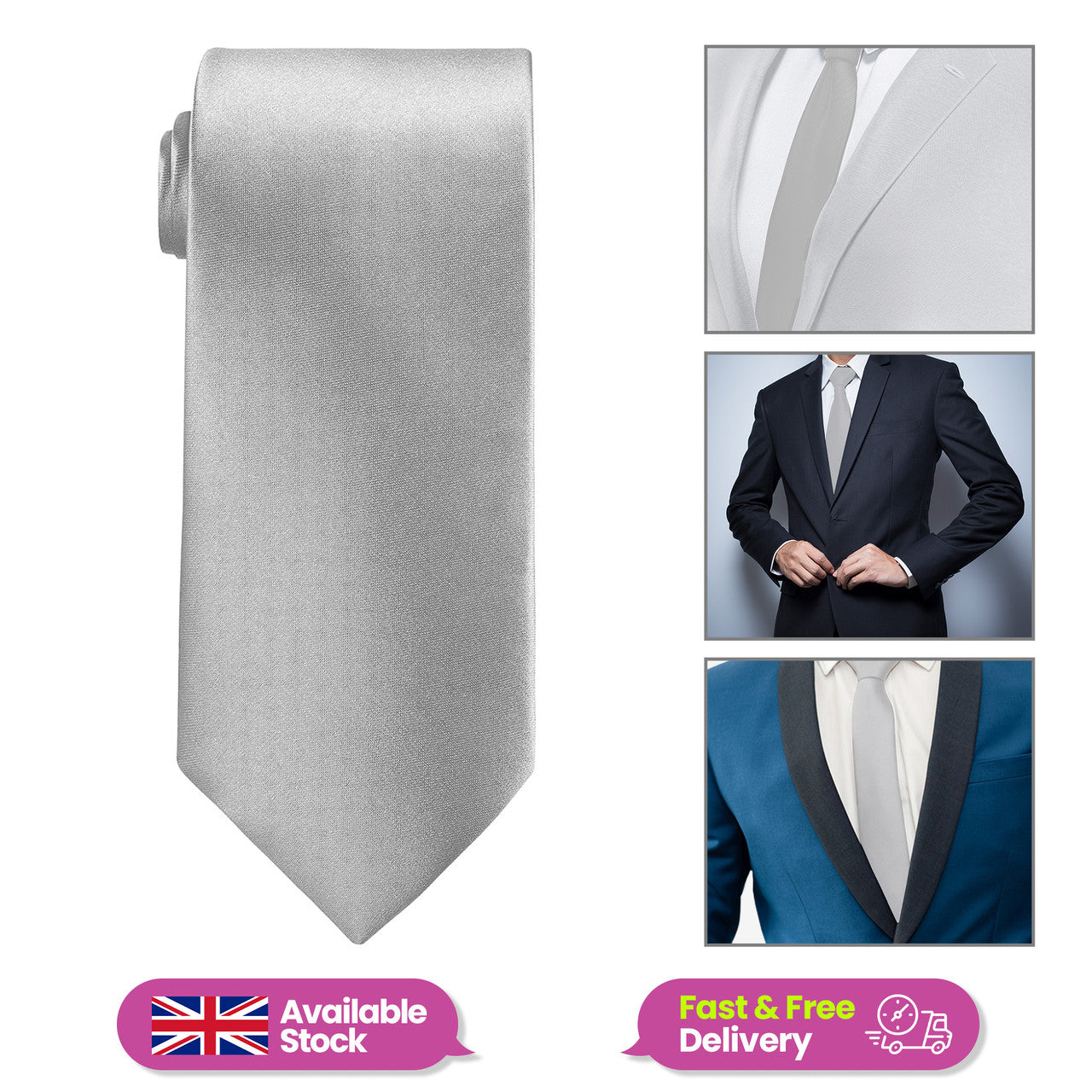 Silver Neck Tie