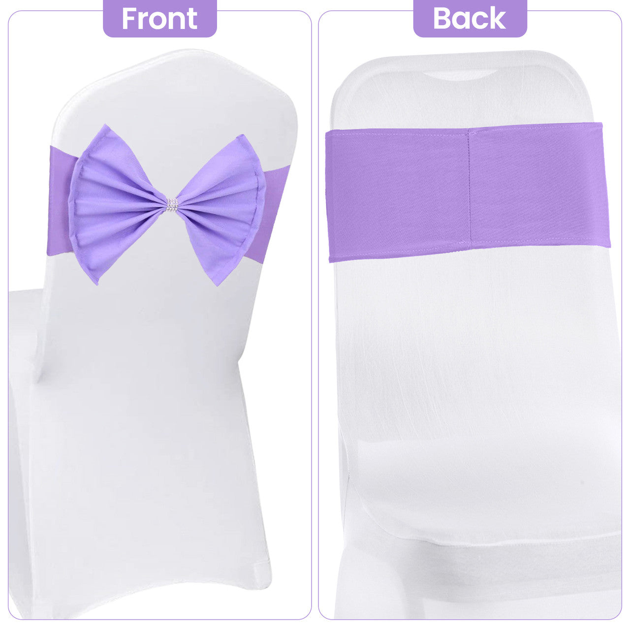 Spandex Chair Band with Large Bow - Lavender