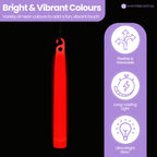 6" Premium Neon Glow Sticks (Pack of 25) - Red