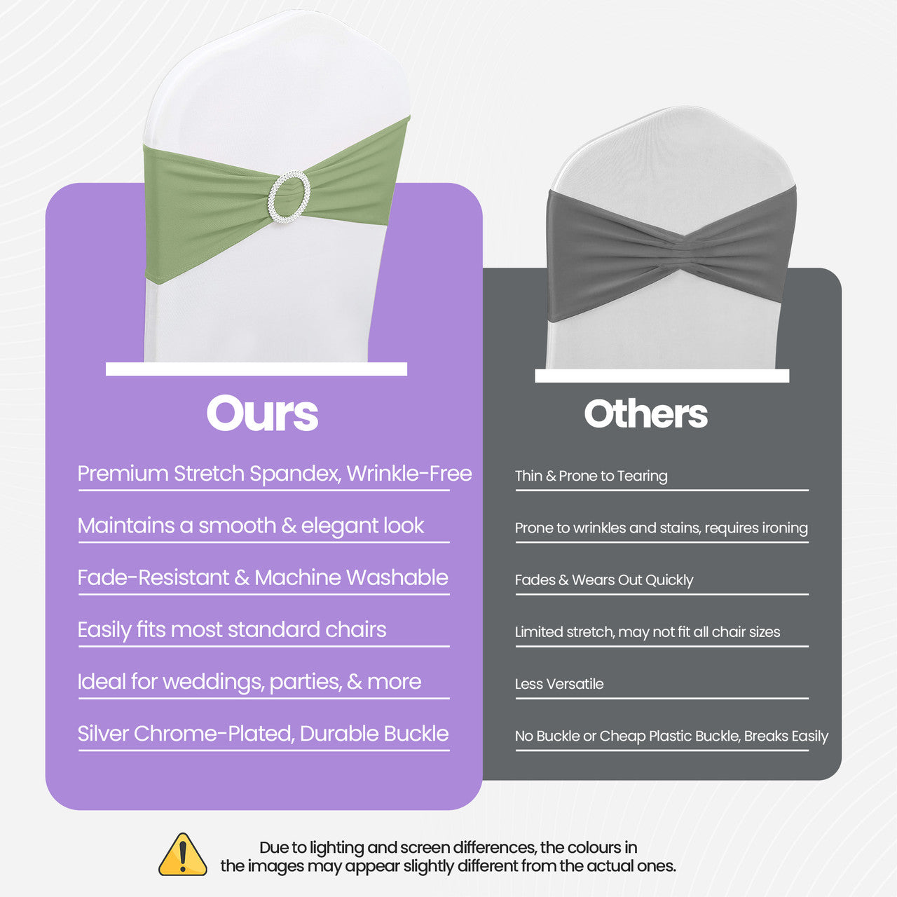 Spandex Chair Band with Round Diamante Buckle - Sage Green