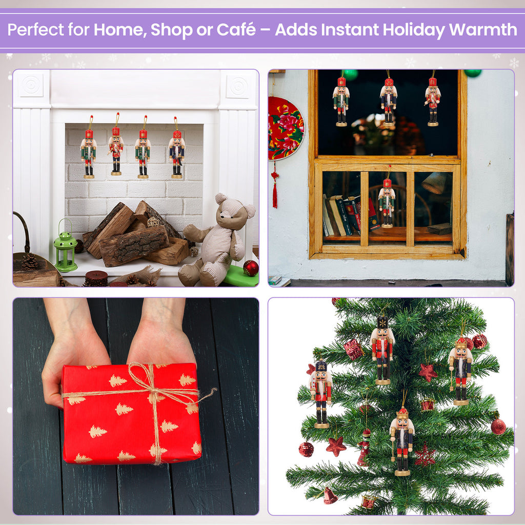 Wooden Mini Nutcracker Christmas Ornaments Set