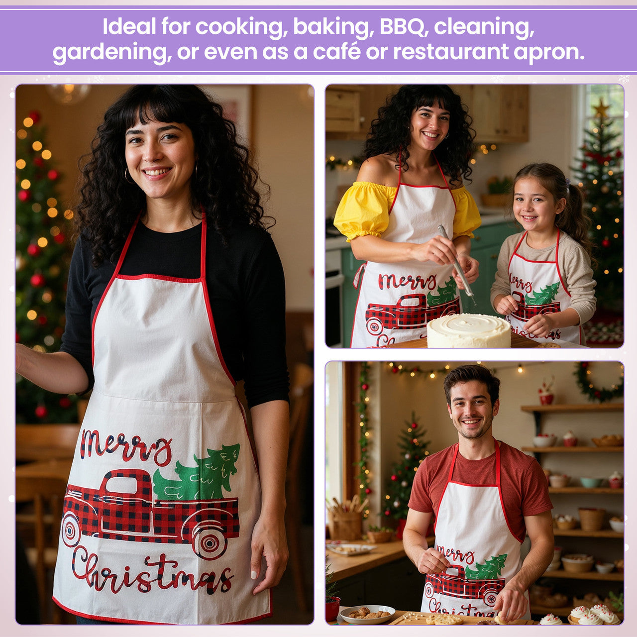 Unisex Christmas Apron – Festive Truck Design