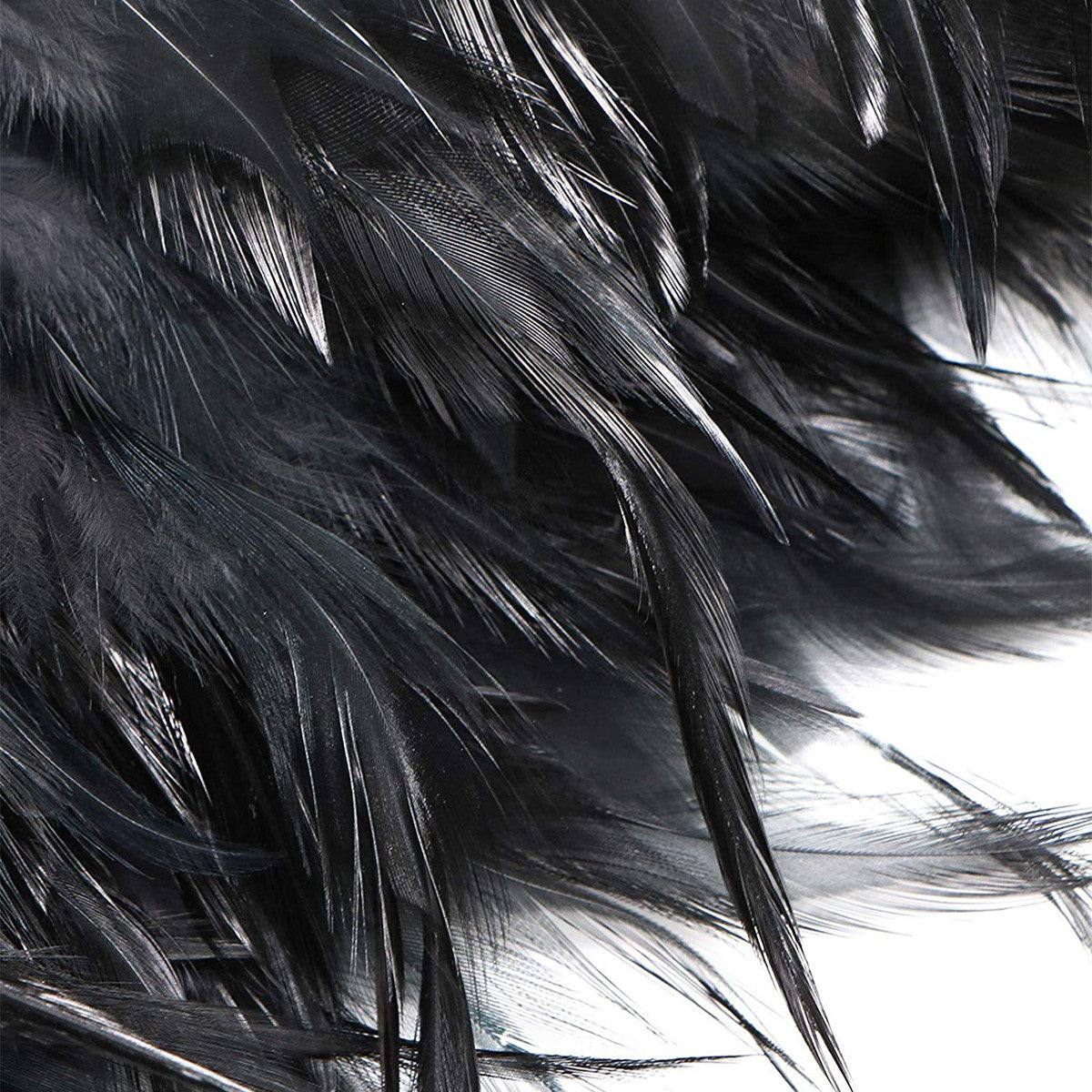 Rooster Feather Fringe for Costume - Black