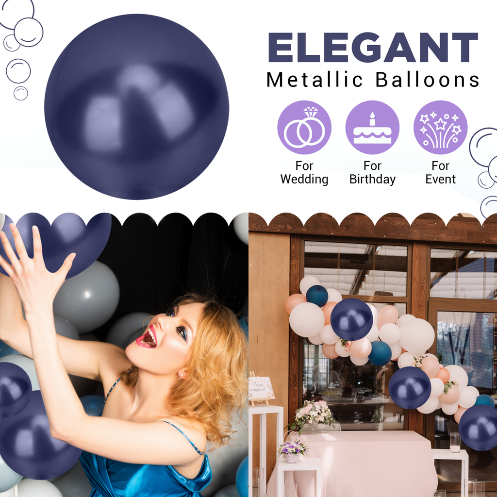 Metallic Shiny Balloons - Navy Blue