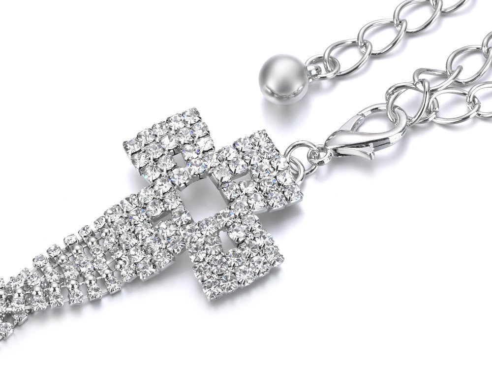 Diamante Braided Twist Belt - Silver