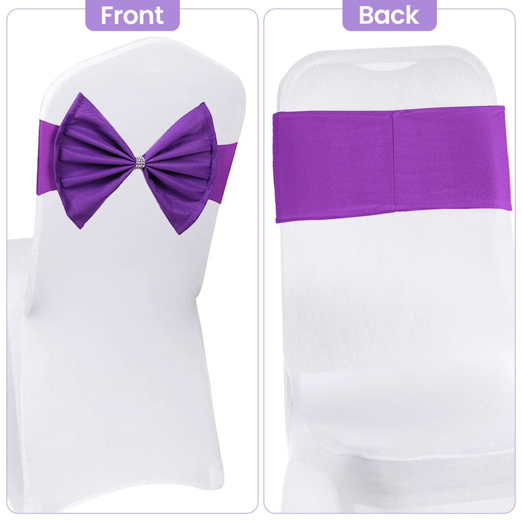 Spandex Chair Band with Large Bow - Purple