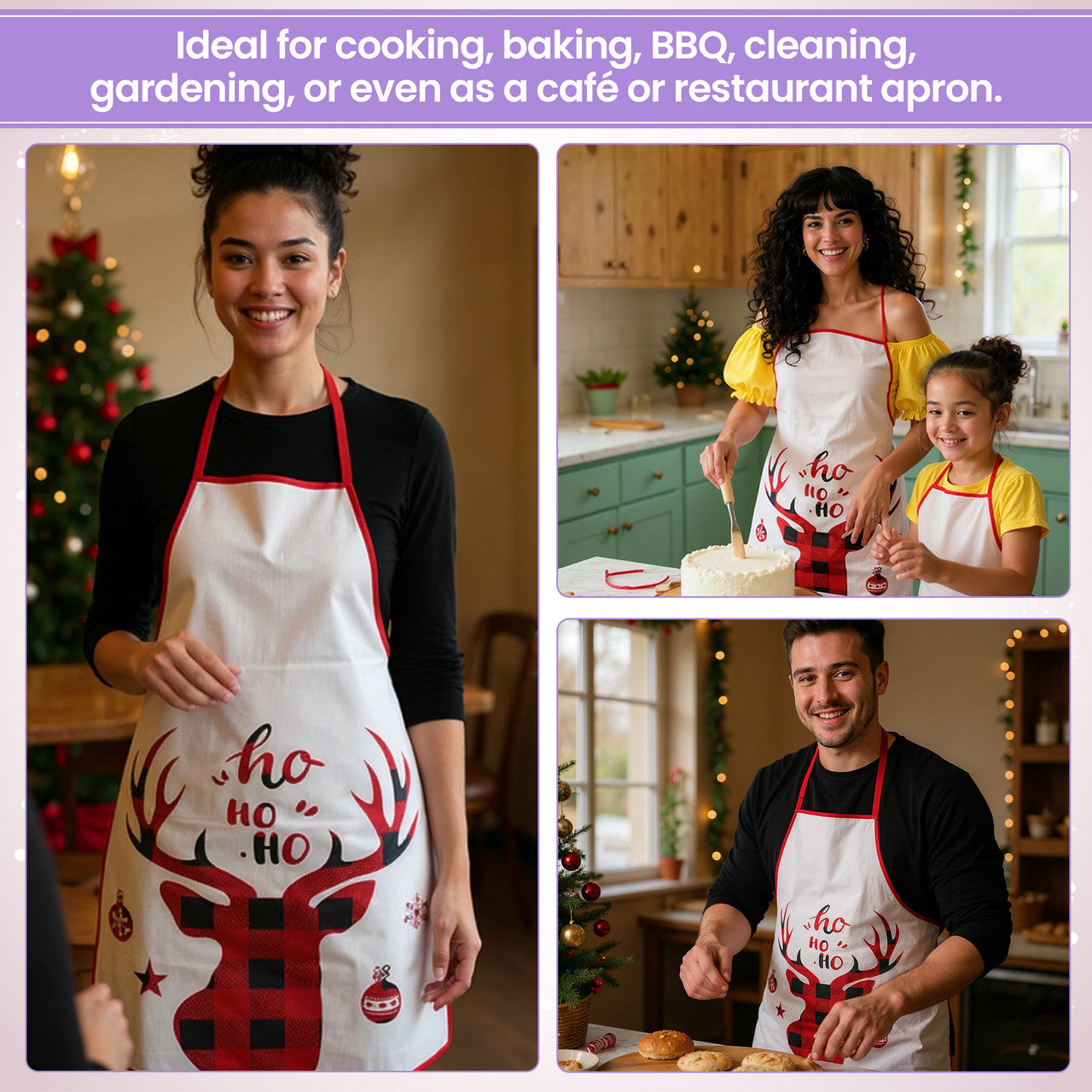 Unisex Christmas Apron – Ho Ho Ho Reindeer