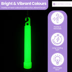 6" Premium Neon Glow Sticks (Pack of 25) - Green