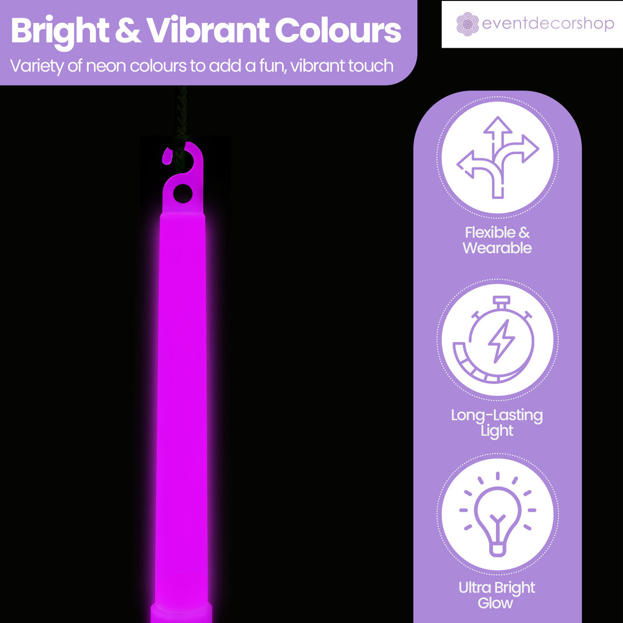 6" Premium Neon Glow Sticks (Pack of 25) - Pink