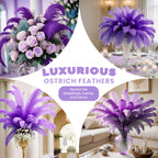 35-40cm Loose Ostrich Feathers, 5pcs - Purple