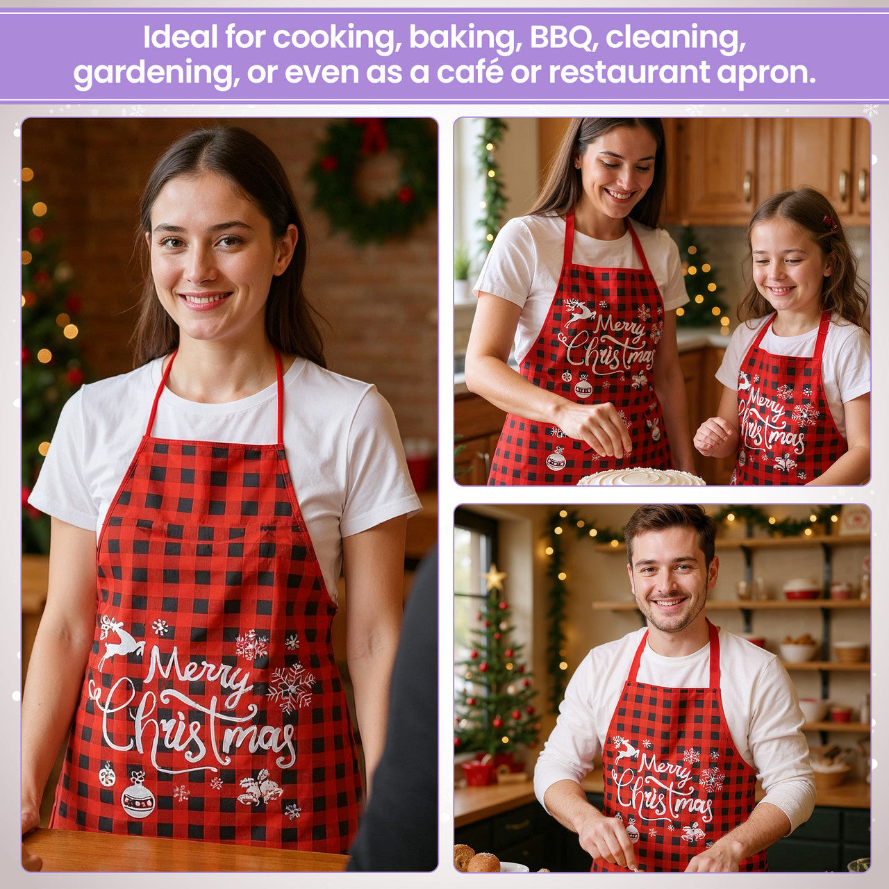 Unisex Christmas Apron for Adults – Buffalo Plaid Design