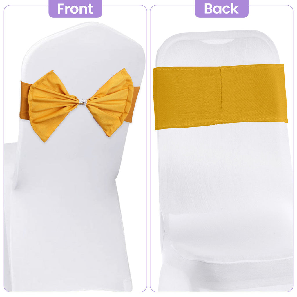 Spandex Chair Band with Large Bow - Gold